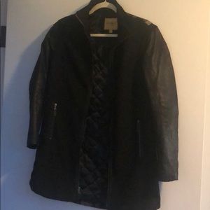 Black/plaid mixed media coat